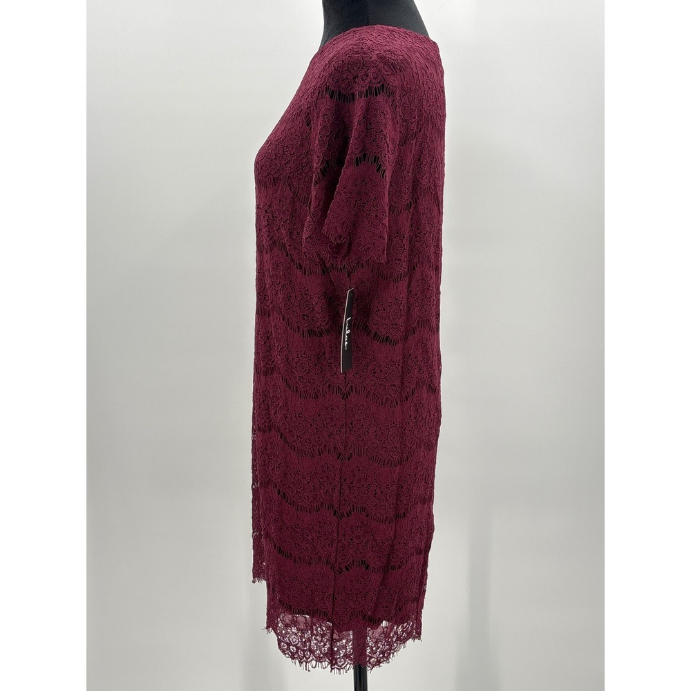 Lulus Take Me to Brunch Burgundy Lace Shift Mini Dress Size Medium NWT - Picture 8 of 11